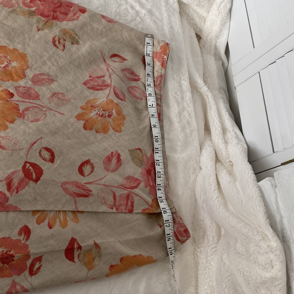 Eddie Bauer 100% linen wrap skirt midi pink &melon flowered tan pattern - Picture 12 of 12